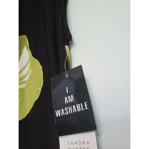 Sandra Darren Women 12 Mini Dress Floral Black Sheath Sleeveless Blue Spring NWT - Picture 6 of 7